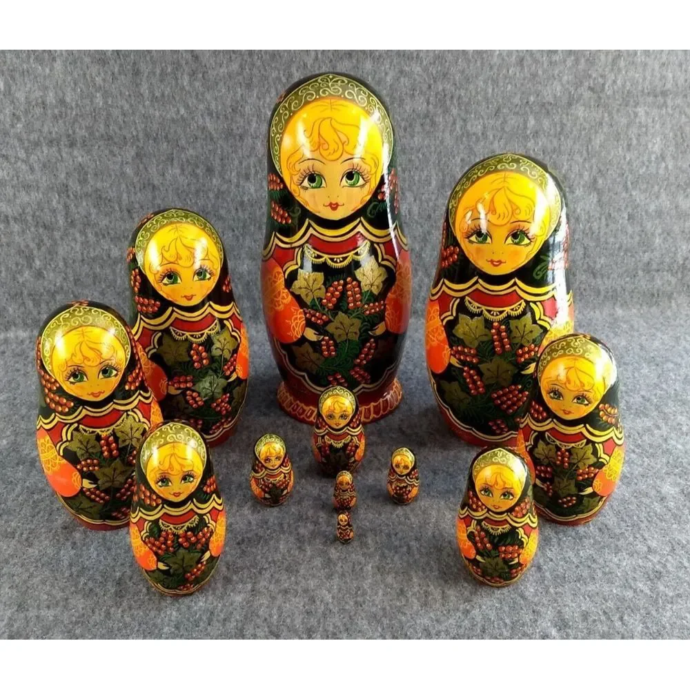 Russian Nesting Dolls Matryoshka 12 Pcs‎ Handmade Vintage 1992 Sergiev Posad 10